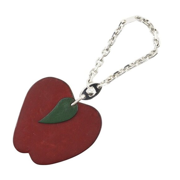 HERMES Apple motif charm Keychain bag charm Red leather Women - Picture 1 of 8